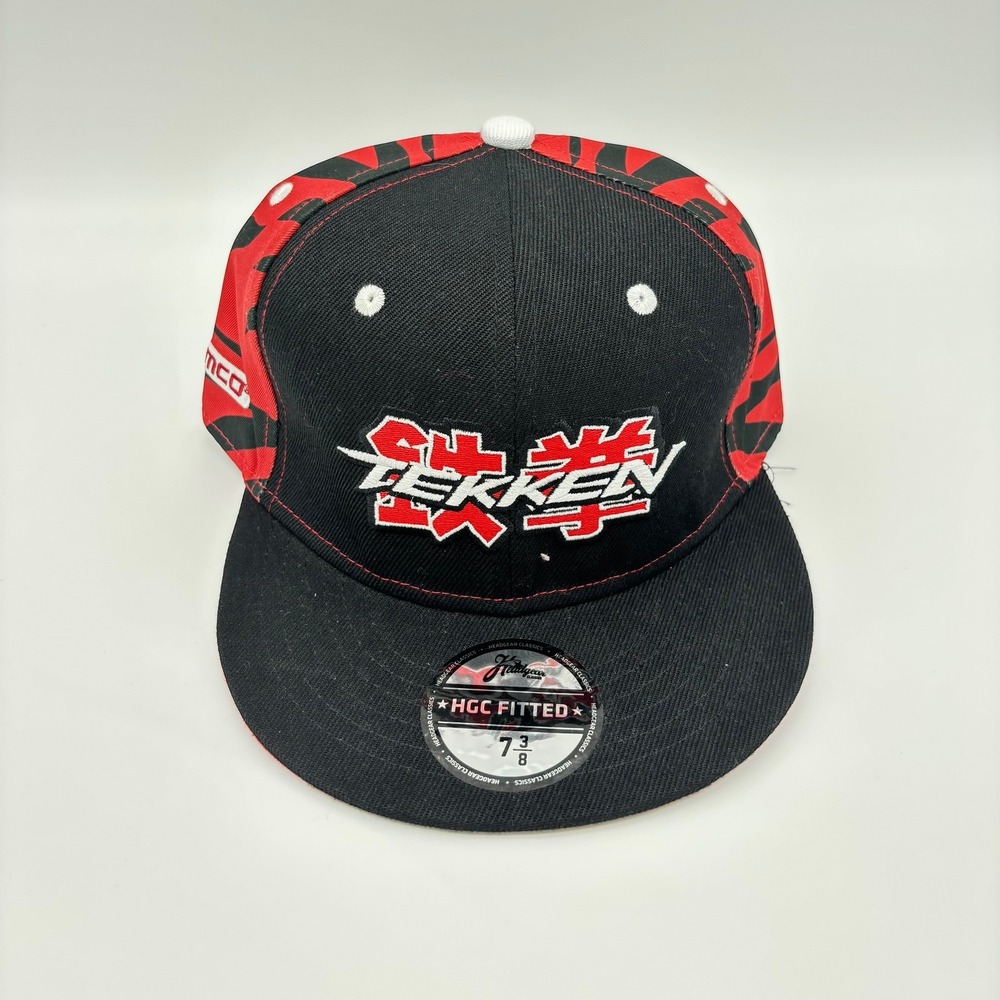 Headgear Classics Tekken Namco Fitted Hat 7 3/8 Red Black Tiger Stripe Cap NEW
